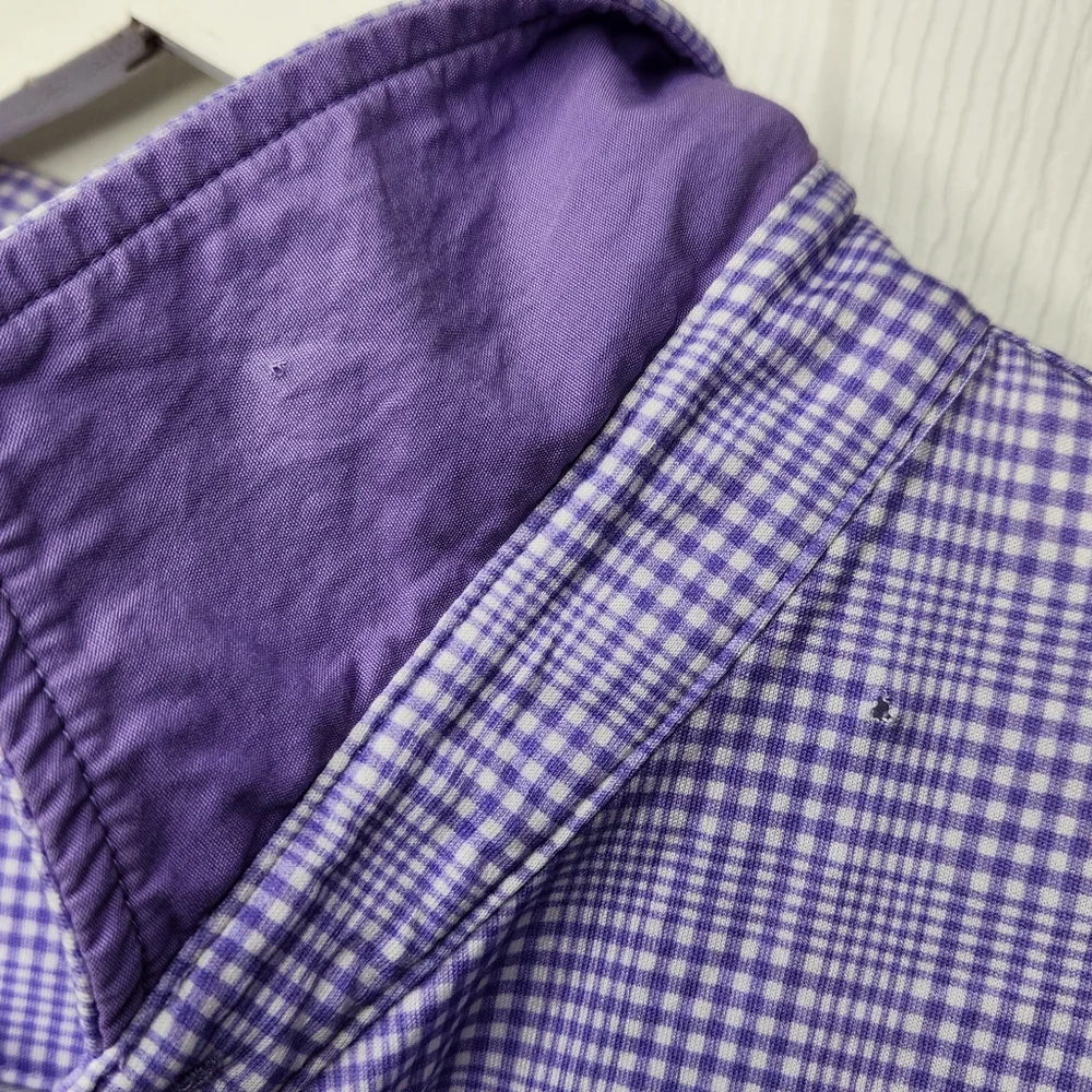 Men's Polo Golf Purple Checkered Polo Golf Shirt 100% Cotton Size XXL - Picture 6 of 6